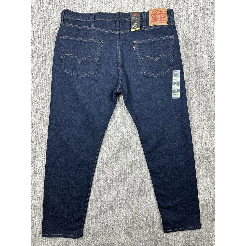 Levi's 502 Flex Tapered Leg Denim Jeans 40X32 Fits 40x30 Mens Dark Stretch NWT